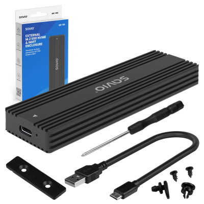 AK-84 caja para disco duro externo Caja externa para unidad de estado sólido (SSD) Negro M.2