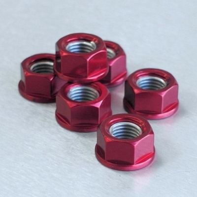 Tuerca de corona 10mm x 1,25 (6 pack) Aluminio rojo PRO-BOLT SPN10R SPN10R