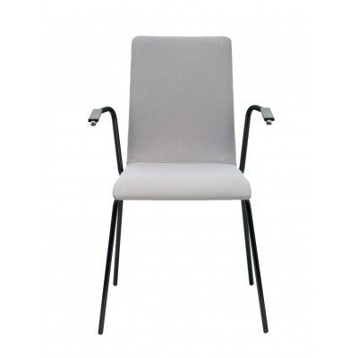 Pack 4 sillas Cafe VII era gris chasis negro con brazos