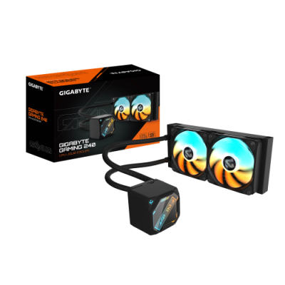 GIGABYTE GAMING 240 Refrigeración Líquida para CPU - 2x120mm Ventiladores ARGB, mecanismo de enclavamiento deslizante, DAISY-CHAIN, Compatible con Intel LGA 1851 y AMD AM5
