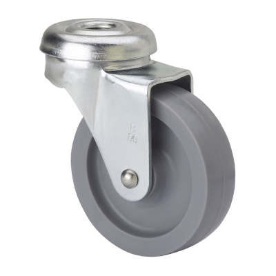 Rueda giratoria con agujero y eje liso, color gris, carga máx. 15 kg, ø 3 cm