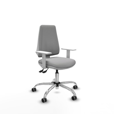 Elche blanca asincro bali gris claro brazos blancos base cromada ruedas 65mm engomadas