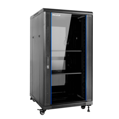 Armario rack de suelo 19 pulgadas phasak pro 27u negro 600x1000 montado pho 6127