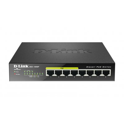 DGS-1008P switch No administrado Gigabit Ethernet (10/100/1000) Energía sobre Ethernet (PoE) Negro