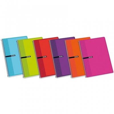 ENRI CUADERNO ESPIRAL 80 HOJAS 4X4 CON MARGEN TAPAS DURAS 4º COLORES -5U-