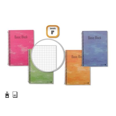 Golden Cuaderno Espiral 8º Natural (153x102mm) 80 Hojas 60gr Cuadricula - Margen Remarcado - Tapa Normal Plastificada - Colores Surtidos