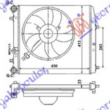 RADIATOR ALL MODEL - A/C (430x410) (WITH COOLING FAN) (NRF)