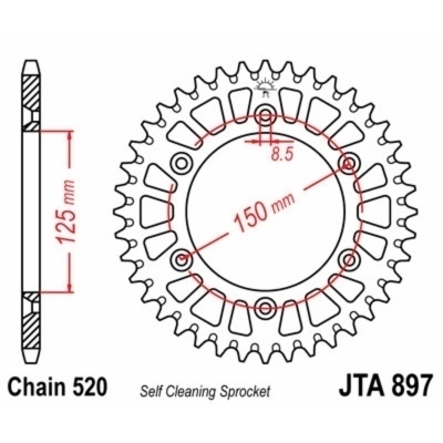 Corona JT 897 de aluminio con 48 dientes JTA897.48