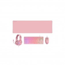 Mars Gaming MCP-RGB3, Pack Gaming Teclado Fixed RGB + Ratón Gaming RGB Flow 3200 DPI + Auriculares Over-Ear RGB + Alfombrilla XXL, Rosa, Idioma Espa