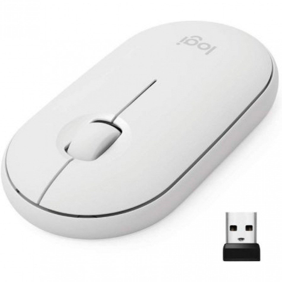 Ratón Inalámbrico por Bluetooth/ 2.4GHz Logitech Pebble M350/ Hasta 1000 DPI/ Blanco Crudo