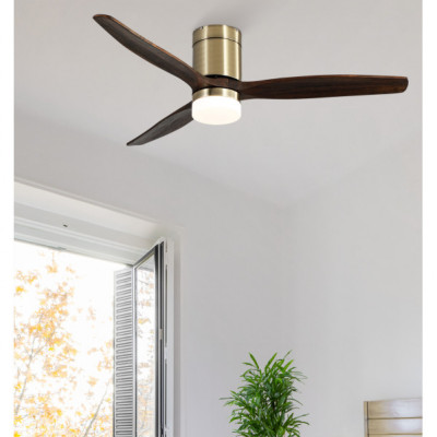 Ventil 20w Dc Aguilon Cuero 3 Aspas Roble 6 Velocidades C/remoto, Reg. Intensidad, Temporizador 30,5x132x132 Cm