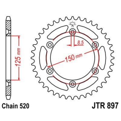 Corona JT 897 de zinc negro con 40 dientes JTR897.40ZBK