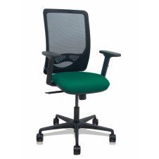 Piqueras y Crespo Silla Zulema sincro malla negra asiento bali verde botella brazos 2D ruedas 65mm