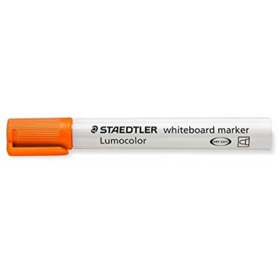Staedtler Lumocolor 351 Rotulador para Pizarra Blanca - Punta Redonda - Trazo 2mm - Capuchon con Clip - Color Naranja