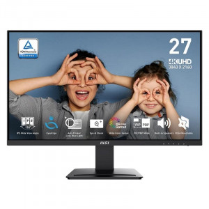 Monitor MSI PRO MP273U, 27 pulgadas, 4K UHD, IPS, 60 Hz, 4 ms GtG, HDR, altavoces, HDMI, DisplayPort, negro
