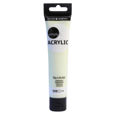 Daler Rowney Simply Pintura Acrilica - Tubo de Plastico - 75ml - Brilla en la Oscuridad - Color Fosforescente