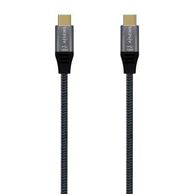 AISENS - CABLE USB 2.0 ALUMINIO 5A 100W E-MARK, USB-C/M-USB-C/M, GRIS,