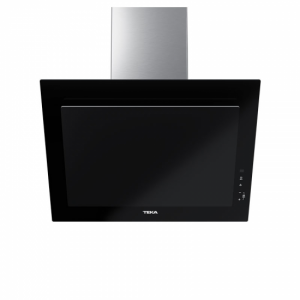 Campana decorativa de pared inclinada Teka DVT Pro 68660 TBS BK, vertical, perimetral, 60 cm, 698 m3/h, clase A+, 3 velocidades + intensiva, 74dB, Touch Control, FreshAir, ref. 112930039, cristal negro