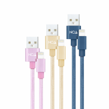 Nanocable 3 Cables Lightning a USB 2.0, Lightning/M-USB A/M, Rosa, Dorado y Azul Pac?fico, 1 m