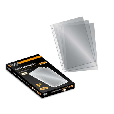 Ingraf Pack de 100 Fundas Multitaladro Folio Transparente 70 Micras - Acabado en Cristal