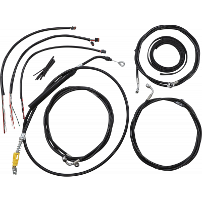 Kit completo de líneas de freno/cables trenzados en vinilo negro LA CHOPPERS LA-8056KT2-16B