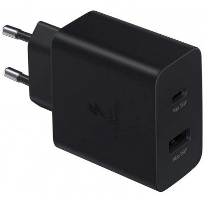 Cargador samsung duo usb tipo a + usb tipo c negro 35w