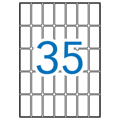 Apli Pack de 525 Etiquetas Rectangulares 18x40mm - 15 Hojas A5 por 35 Etiquetas - Adhesivo Permanente - Cantos Romos - Color Blanco