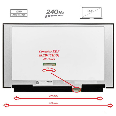 Pantalla para portátil LCD 15.6\ Slim 40 Pines FullHD 350mm 240 Hz / LQ156T1JW04