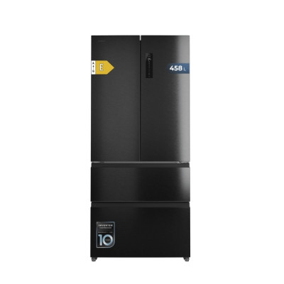 Cecotec Bolero CoolMarket F2D 458 SBI Dark E Frigorifico Puerta Francesa de 4 Puertas - Capacidad 458L - Silencioso 37dB - Luz LED - Pantalla LED - Compresor Inverter - Modo Vacaciones - Color Negro