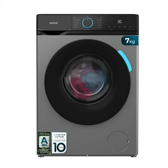 Lavadora Cecotec Bolero DressCode 7160 Inverter Steel A, 7 kg, 1200 rpm, clase A-10%, steel