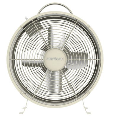 Cecotec EnergySilence 400 RetroDesk Ventilador de Sobremesa con 4 Aspas - 25W - Diametro de 20cm - 2 Velocidades - Elegante y Minimalista - Uso Sencillo e Intuitivo - Rejilla Protectora - Color Beige