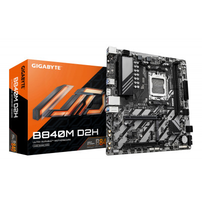 B840M D2H Placa base - Procesadores AMD Ryzen 9000, VRM de 5+2+2 fases, hasta 7600 MHz DDR5, 1xPCIe 4.0 + 1xPCIe 3.0 M.2, LAN 2.5GbE, USB 3.2 Gen 1