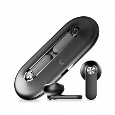 Ksix Auriculares inalámbricos Leaf, Diseño ultrafino en metal, Bluetooth 5.0, Autonomía Hasta 18 horas, Negro
