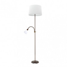 Pie De Salon Rilon 1xe27+1xe14 C/lector Marron Pantalla Blanca 175,5x40x40 Cm