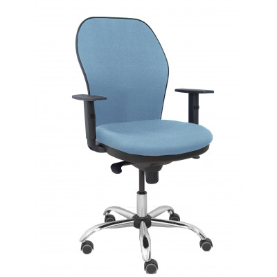 Silla Jorquera respaldo bali azul cielo asiento bali azul cielo base cromada y ruedas parqué