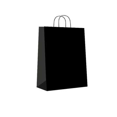 Paq.25 bolsas papel asa retorcida formato l 32+14x40cm 90gr negro 02004042