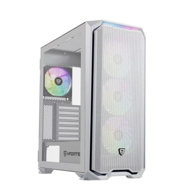 Caja ordenador gaming nfortec krater x e - atx argb cristal templado blanca