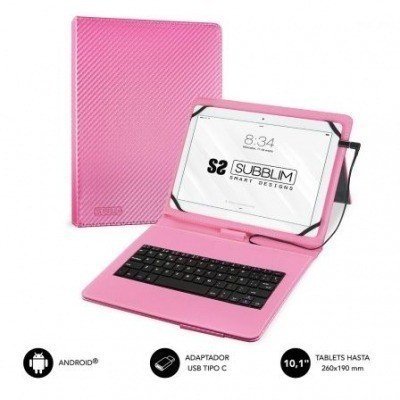 Funda con Teclado Subblim Keytab Pro USB para Tablets de 10.1-11/ Rosa