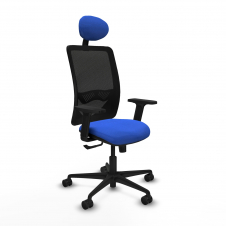 Piqueras y Crespo Zulema sincro malla negra bali azul brazos 2D base nailon cabecero fijo ruedas 65mm nailon