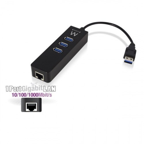 EWENT EW1140 HUB USB3.1 Gen 1 3 ports + 1 port Gigabit Lan