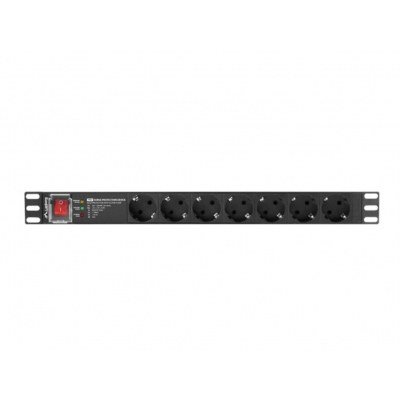 Regleta lanberg 1u 16a 7x schuko rack 19pulgadas 2m negro