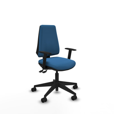 Elche AS similpiel azul claro brazos 1D base piramidal ruedas nailon 65mm