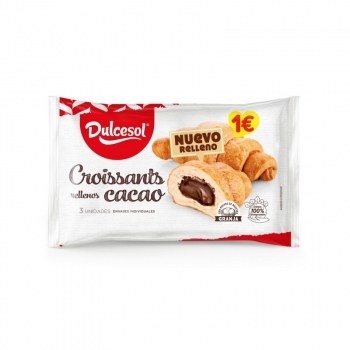 Dulcesol Croissant Relleno de Cacao Pack 3 Unidades 135Grs