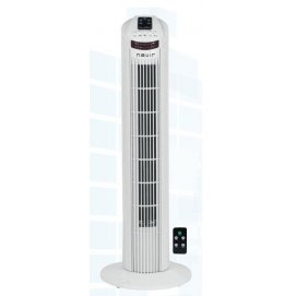 Ventilador de torre Nevir NVRTR29RW, 75 cm, 50W, LED funcionamiento, mando a distancia, temporizador 4 horas, modo nocturno, oscilante, 3…