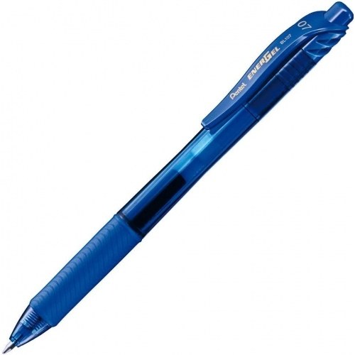 Pentel Energel X Boligrafo de Bola Retractil - Punta 0.7mm - Trazo 0.35mm - Tinta Gel - Recargable - Grip de Agarre - 50% de Materiales Reciclados - Color Azul