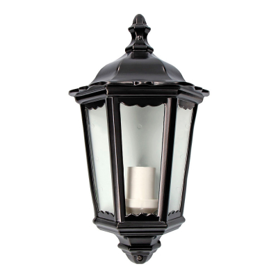 Aplique exterior milan de aluminio y cristal e27 100 w sin bombilla, color negro, luz hacia arriba