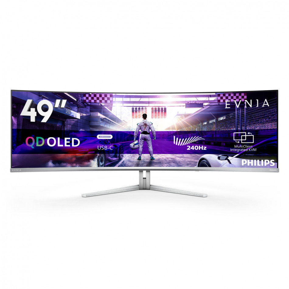 Evnia 8000 49M2C8900/00 pantalla para PC 124,2 cm (48.9") 5120 x 1440 Pixeles Dual QHD QD-OLED Blanco