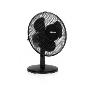 Ventilador de sobremesa Tristar VE-5722, 23 cm, 30W, 2 velocidades, control pulsante, asa transporte, inclinación 25º, 3 aspas, protección sobrecalentamiento, alcance 1 m3, oscilación, negro