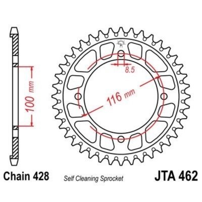 Corona JT 462 de aluminio con 54 dientes JTA462.54