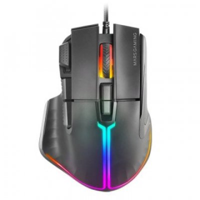 Ratón Gaming Mars Gaming MM-XT/ Hasta 12800DPI/ Negro
